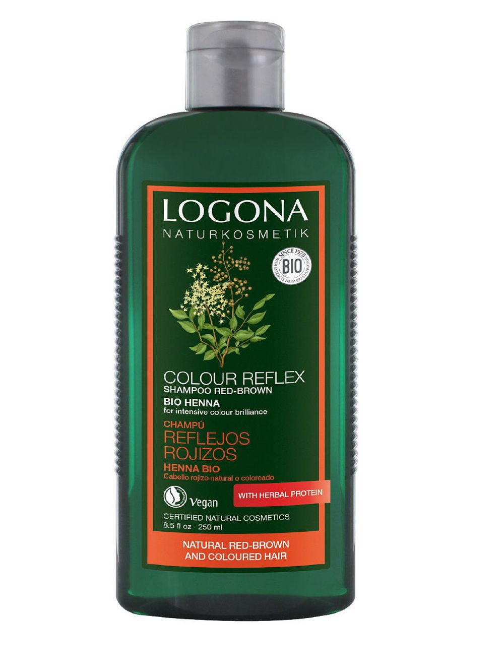 Шампунь для рыжих и коричневых волос волос с Хной 250 мл (LOGONA)