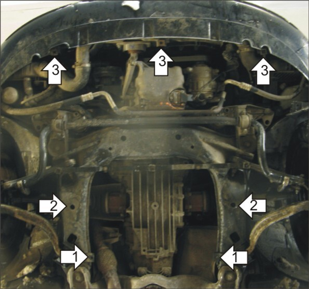 Защита картера Двигателя, КПП, Радиатора. 2 мм, Сталь. для Audi A4 2000-2004, Audi A4 2004-2007 MOTODOR.00131