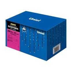 ULD-B3010-200-TBK WARM WHITE IP67 Бахрома светодиодная с эффектом мерцания. 3м. Соединяемая. 200 светодиодов. Теплый белый свет. Провод черный. TM Uniel.