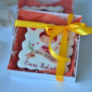 Пряник квадратный в коробочке на День учителя