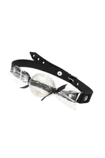 Прозрачный кляп-леденец на кожаных ремешках со вкусом пина колада (Цвет: прозрачный)