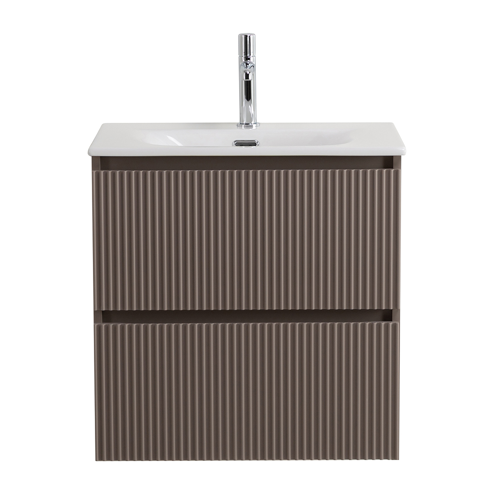 Тумба с раковиной подвесная BelBagno UNO-MINI-600-2C-SO-СO Бежевый матовый, раковина белая BB-8099-3-60