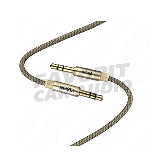 Кабель AUX, Jack 3,5mm(m) - Jack 3,5mm(m) YISON AC-06, 1.0м + 2см, круглый, ткань, цвет: золотой