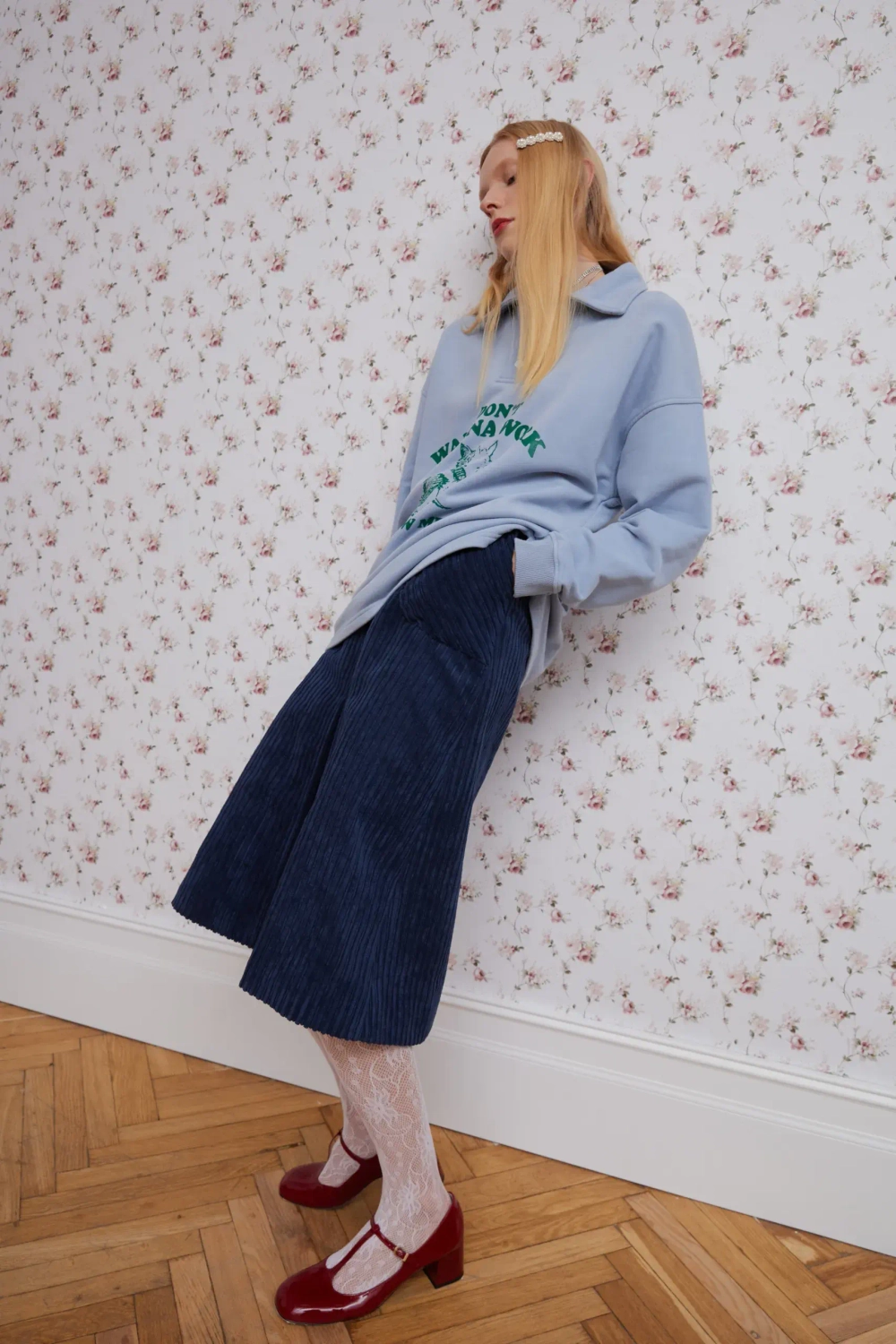 Юбка вельветовая, синий