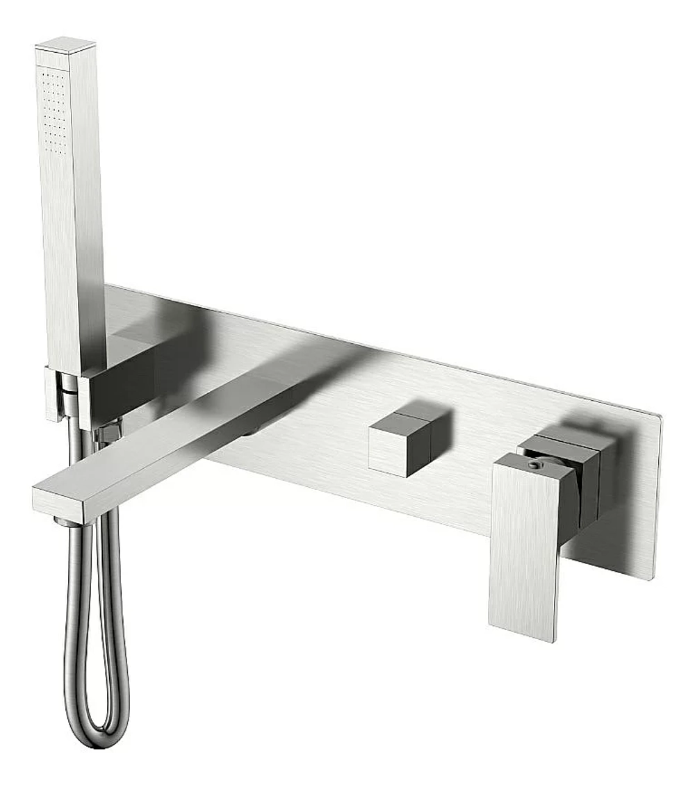Смеситель для ванны Boheme Qubic 474-2-NB никель брашированный