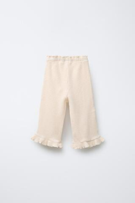 ZARA БРЮКИ-КЮЛОТЫ ИЗ РИФЛЕНОГО ТРИКОТАЖА, ЭКРЮ