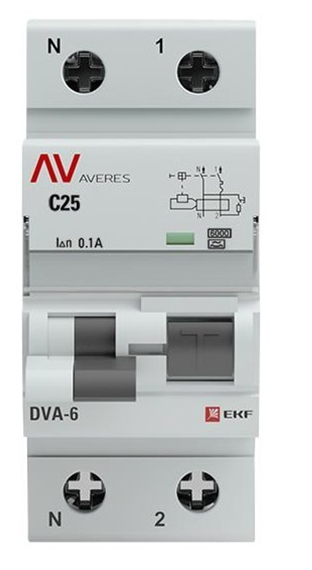 Автомат дифференциальный EKF rcbo6-1pn-25C-100-a-av