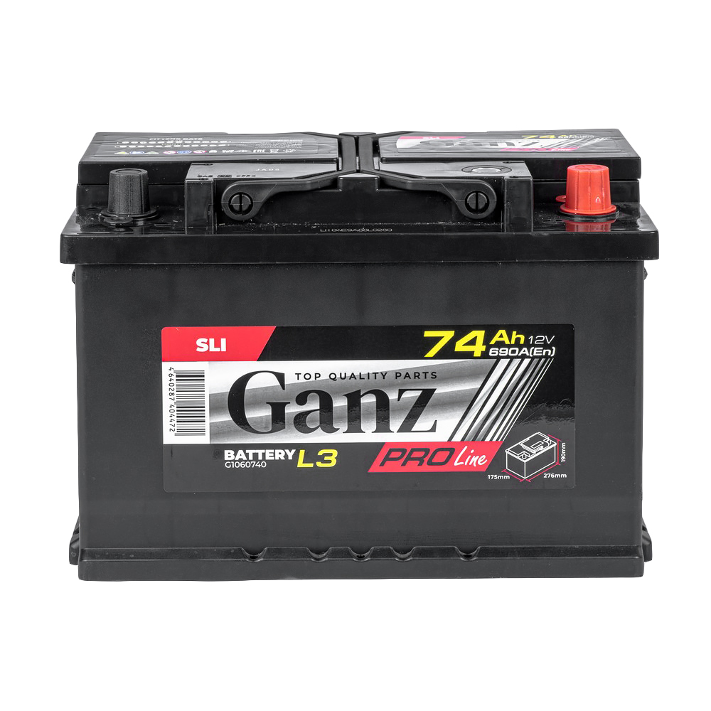 Аккумулятор GANZ PRO-Line DIN 74 А/ч обратный R+ 276x175x190 L3 EN 690 А
