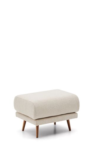 Пуф для ног Karin из бежевой синели с ножками из бука в отделке орех, 90 x 70 см