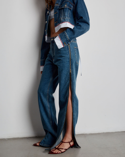 Джинсы на молнии синий