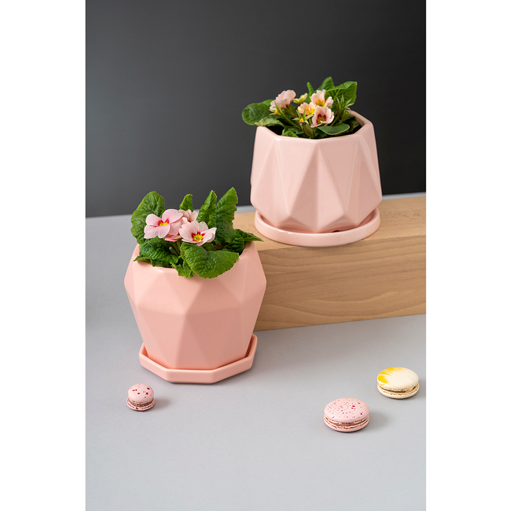 Горшок цветочный rhombus, 13,5 см, матовый розовый