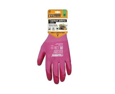 10 пар Перчатки Для садовых работ: БАРБАРИС , полиэстер, нитриловое покрытие, микс цветов в и/у, 8(М), Fiberon