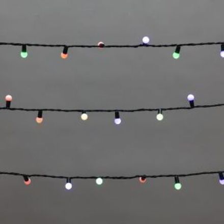 Гирлянда Мультишарики 20м, 200LED, диаметр 15мм, IP44, зеленый провод, свечение мульти (RG/RB), мига