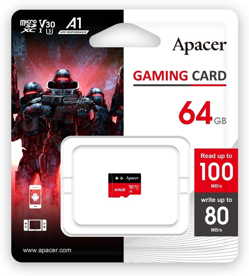 Карта памяти Apacer AP64GMCSX10U7-RAGC 64 Гб