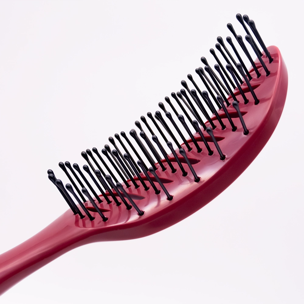 Щетка продувная профессиональная для укладки волос феном, бордовая / TUNNEL HAIR BRUSH