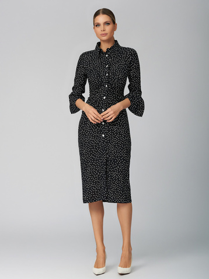 Платье-рубашка, с сборкой в горох