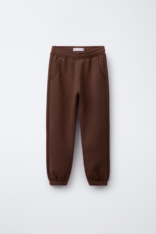ZARA БАЗОВЫЕ БРЮКИ-ДЖОГГЕРЫ ИЗ МЯГКОЙ ТКАНИ, КОРИЧНЕВЫЙ