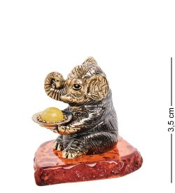 Народные промыслы AM-3259 Фигурка «Слон праздник» (латунь, янтарь)