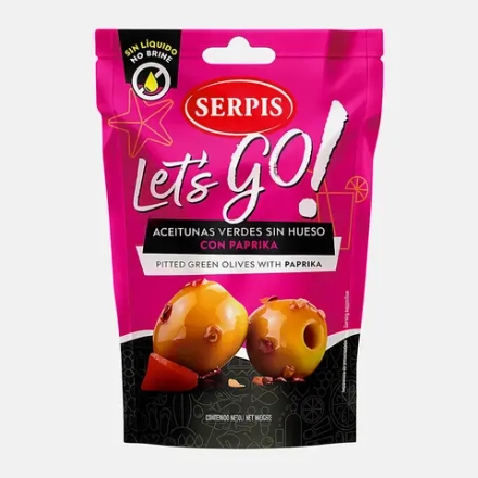 Оливки зеленые с паприкой без косточек Let's Go! 70г