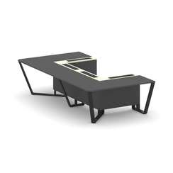 Steel Meet Стол переговорный П-образный KMK-PR.B.SP-07P Антрацит/Ваниль Глянец/Металл Черный 1600*32