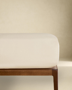 Простыня на резинке Zara Home сатин, хлопок 100%, однотонный, 1100/900