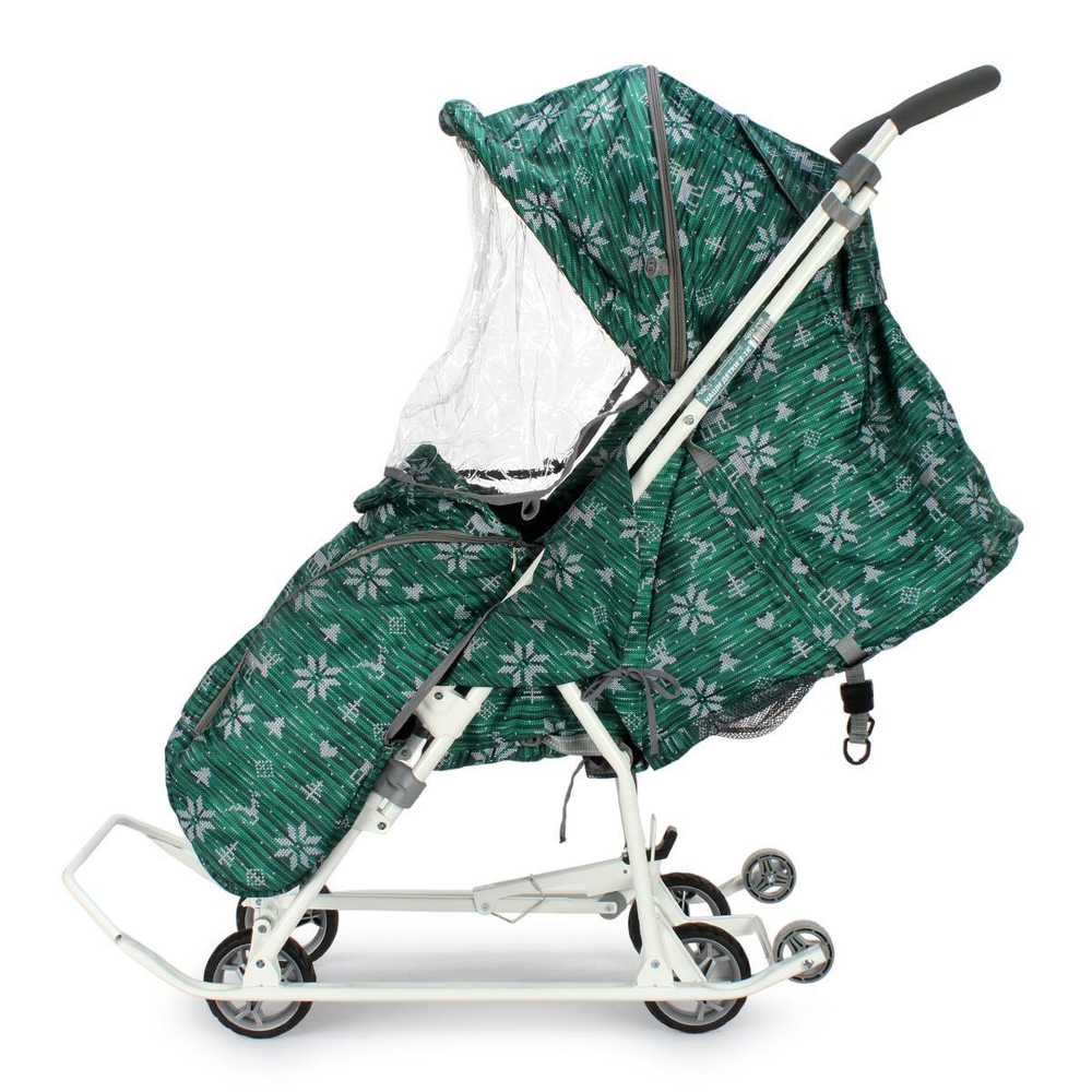 Санки-коляска "Наши Детки 3-1К" скандинавский зеленый
