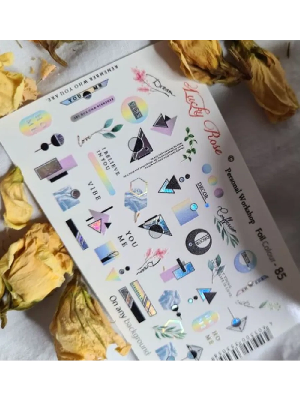 Lucky Rose Слайдеры наклейки для длинных ногтей Foil 085