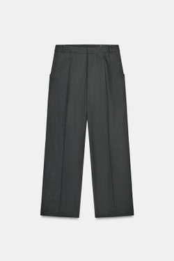 ZARA ШЕРСТЯНЫЕ БРЮКИ С КАРМАНАМИ — ZW COLLECTION LIMITED EDITION, ТЕМНО-СЕРЫЙ
