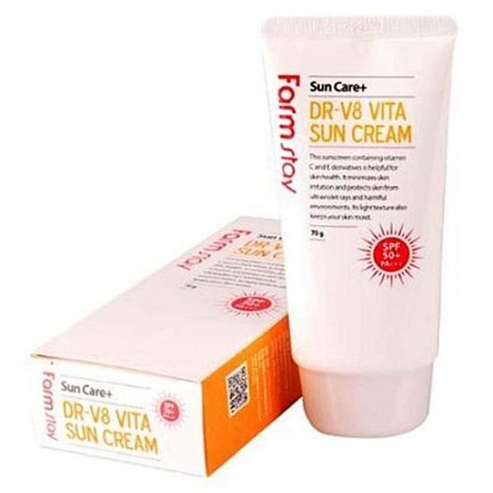 FarmStay Крем витаминизированный солнцезащитный - Dr-V8 vita sun cream Spf50/pa+++, 70г