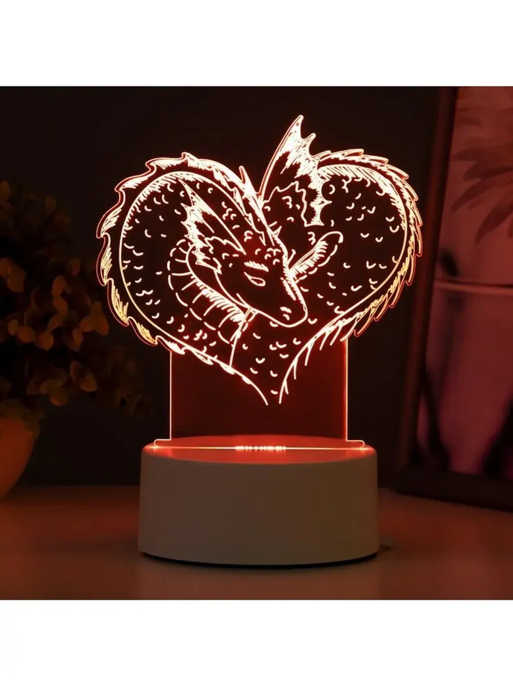 Светильник 3D ночник RISALUX «Драконы», LED RGB, от сети, 14