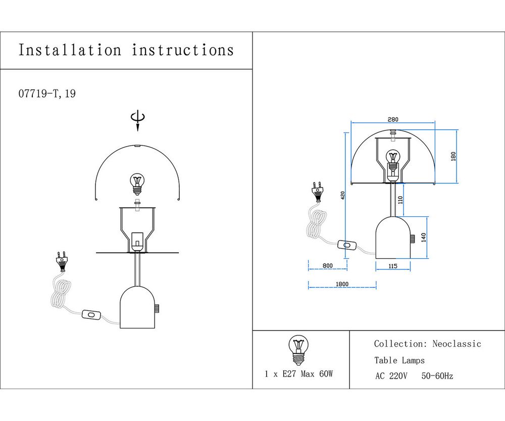 Kink Light 07719-T,19 Настольная лампа Гент черный