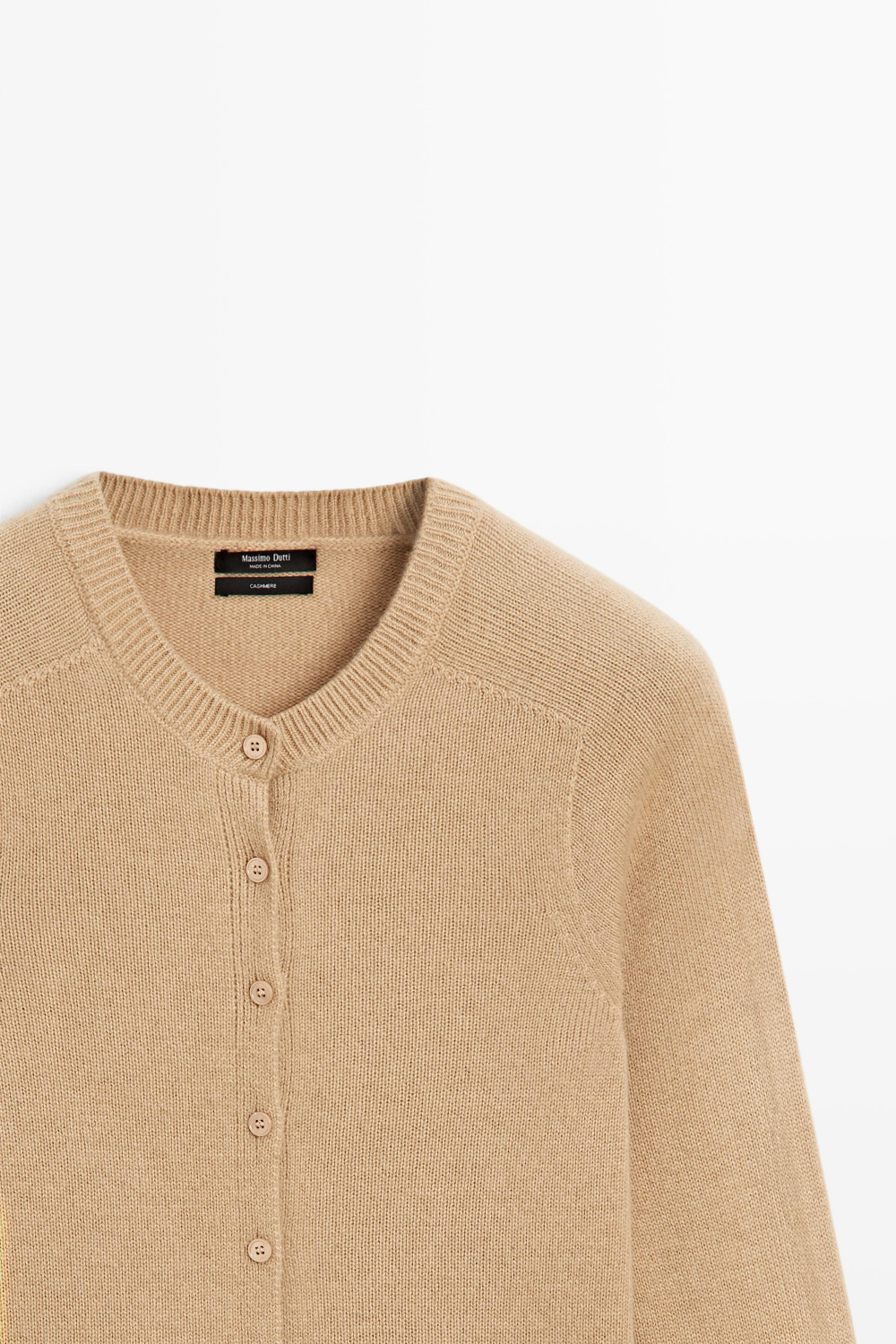 Massimo Dutti Укороченный кардиган из 100% кашемира, цвет верблюжьей шерсти