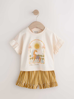 Футболка и шорты в комплекте для девочки Next E65-378, 2 шт., Бежевый