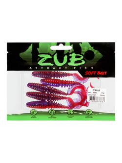 Приманка ZUB-TWIST 90мм(3,5")-5шт, (цвет 021) фиолетовый верх -красный низ