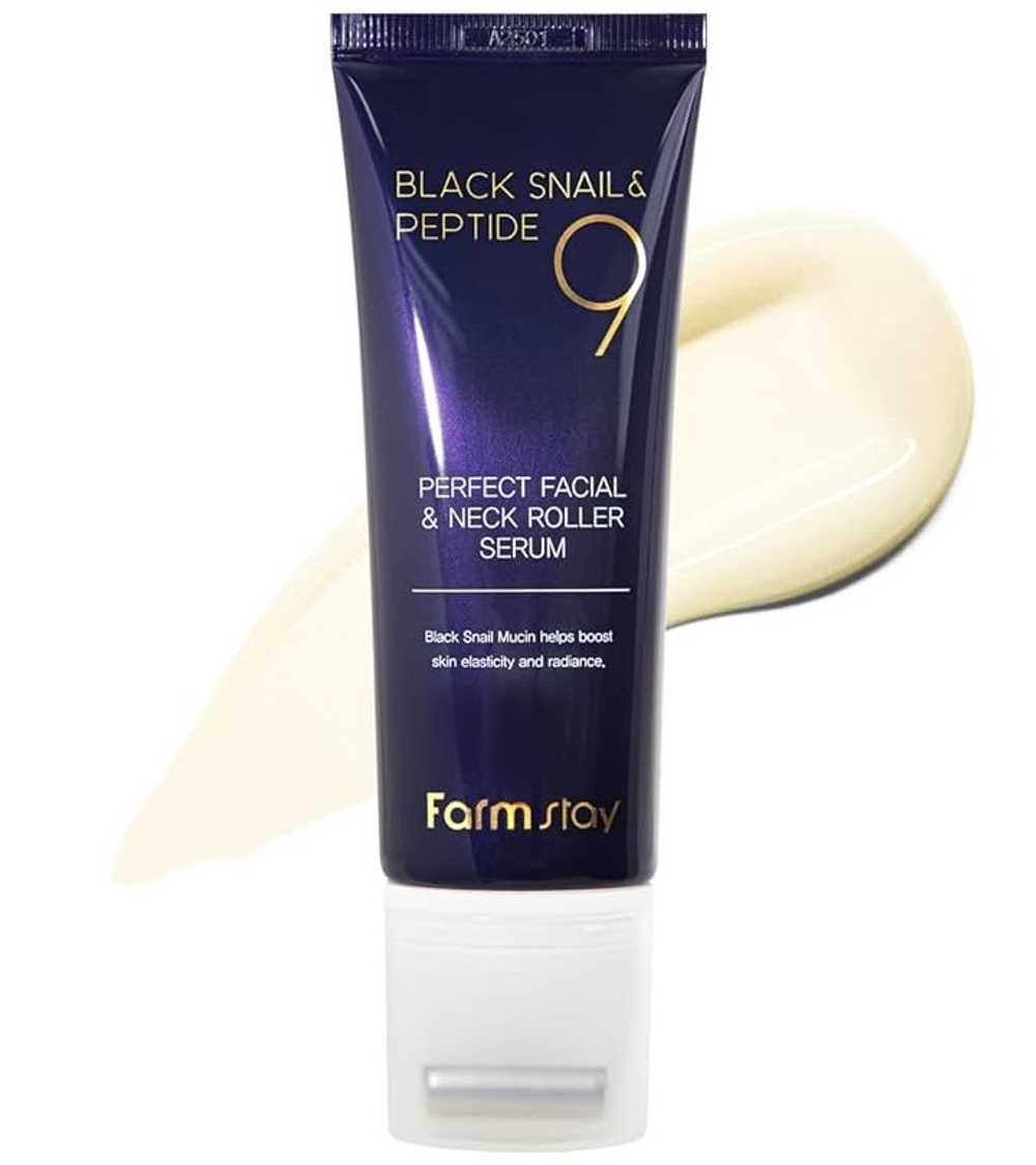 [Farm Stay] Black Snail&Peptide 9 Perfect Facial&Neck Roller Serum - Сыворотка-роллер для лица и шеи с пептидами, 100 мл