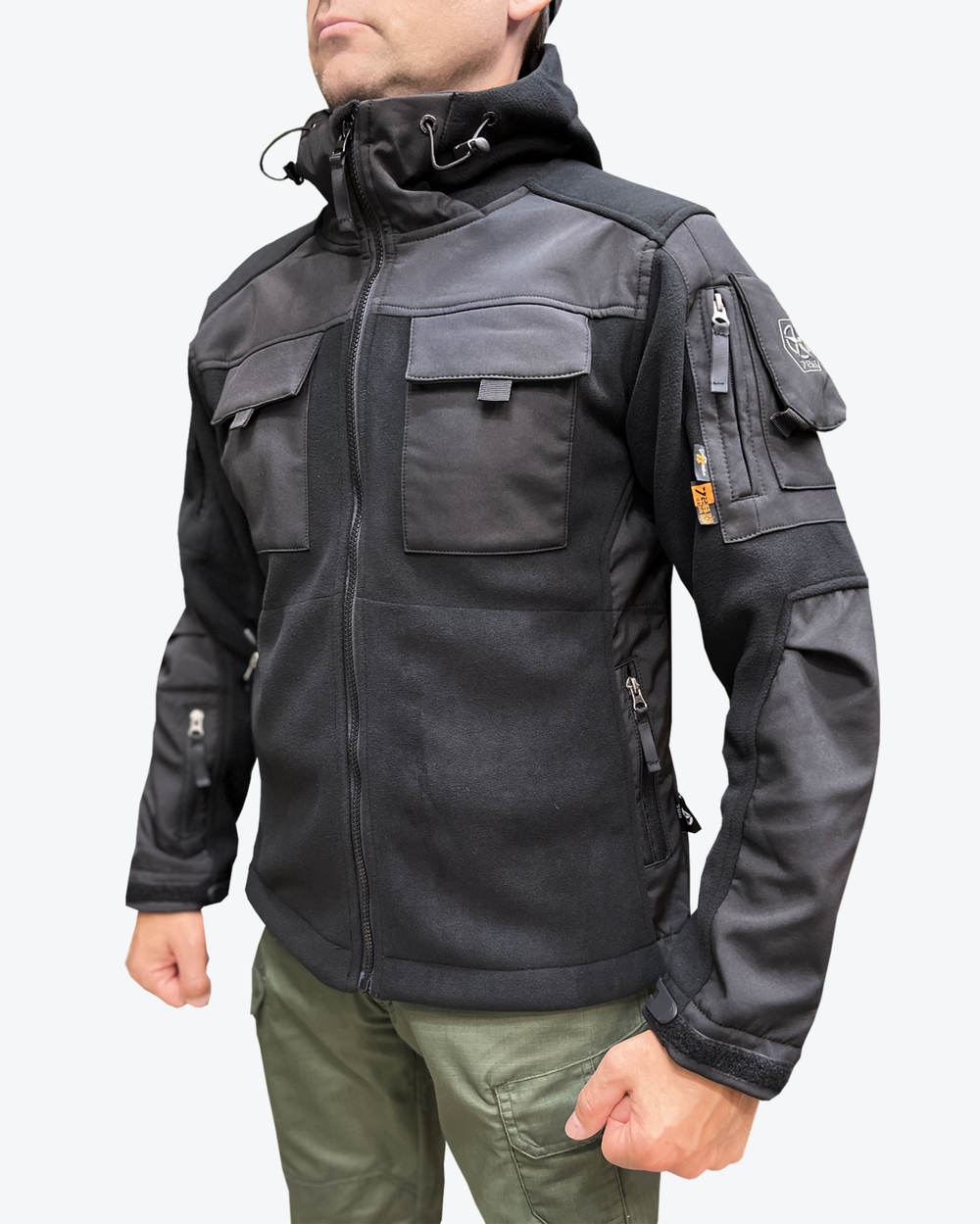 Флисовая кофта с капюшоном, Черный