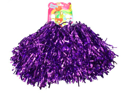 Помпоны для черлидинга металлизированные. Цвет фиолетовый. Ручка пластмассовая: длина 10 см, диаметр 2 см. SLB-40Ф
