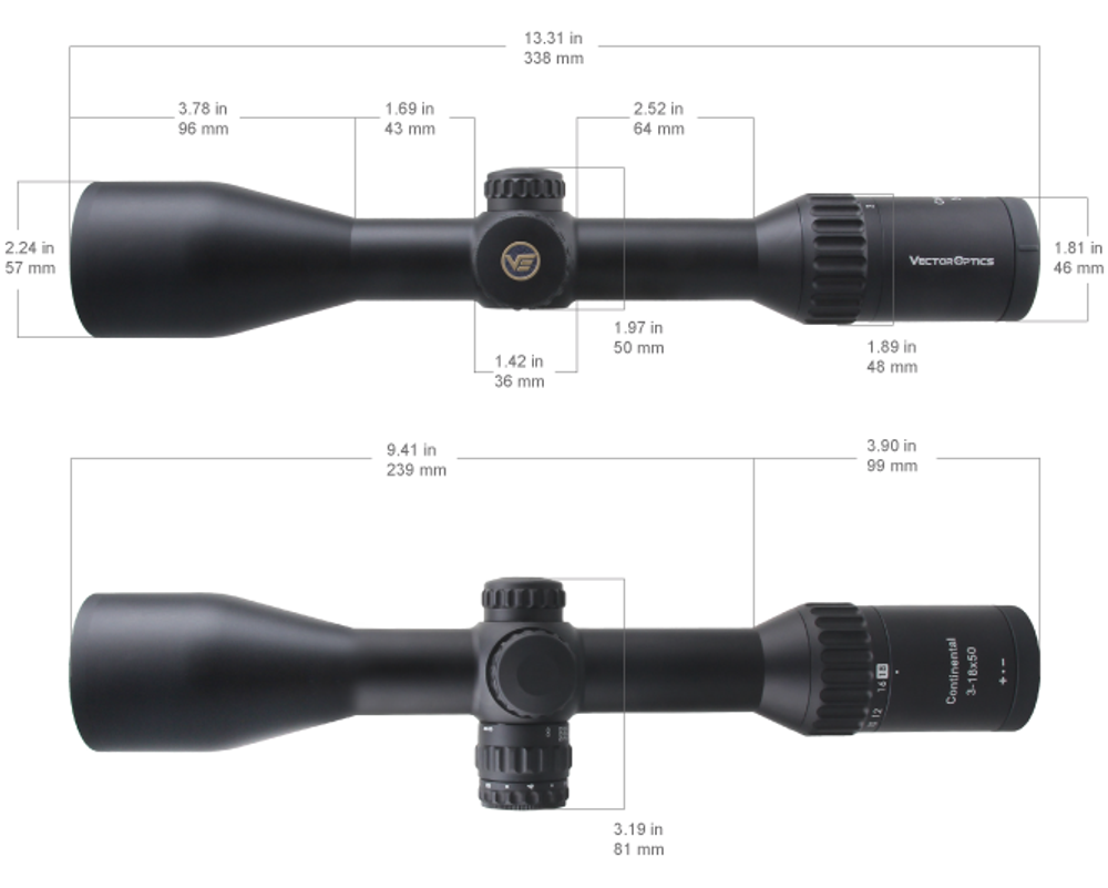 Оптический прицел Vector Optics Continental 3-18x50, 30 мм, ( Сетка VECON-CDM / с подсветкой / азотозаполненный )