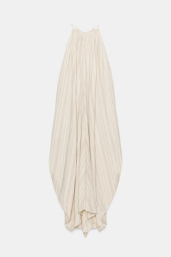ZARA ПЛАТЬЕ ИЗ СМЕСОВОГО ЛЬНА С ГОРЛОВИНОЙ ХАЛТЕР — ZW COLLECTION, ПОЛОСКИ