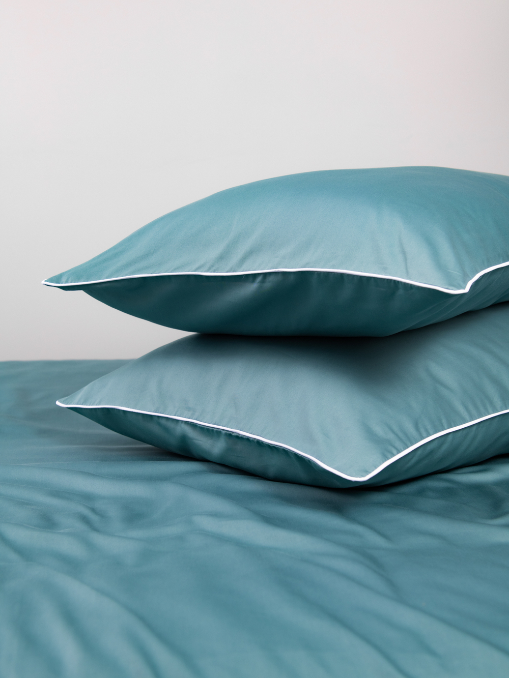 MOON 2 наволочки, сатин серо-бирюзовый