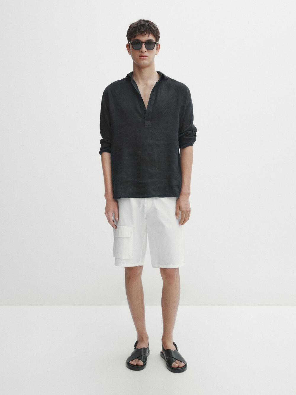 Massimo Dutti 100% льняные шорты-бермуды, натуральный, кремовый