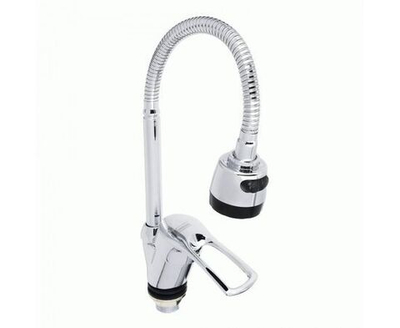 СоюзКран SK01-F128 (567-079), Смеситель для кухни, гибкий излив, керамический картридж 40мм, хром, цинк