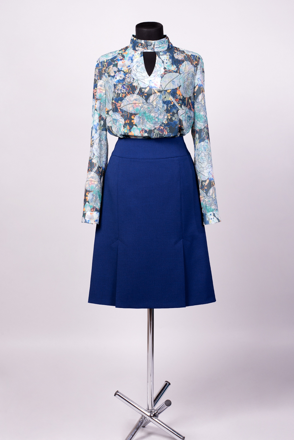 Юбка в складку 3464зе, Темно-синий-пол #135ТСП013464зе