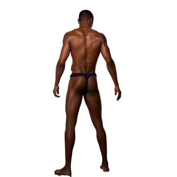 Мужские трусы тонги Doreanse черные с фиолетовой резинкой 1379