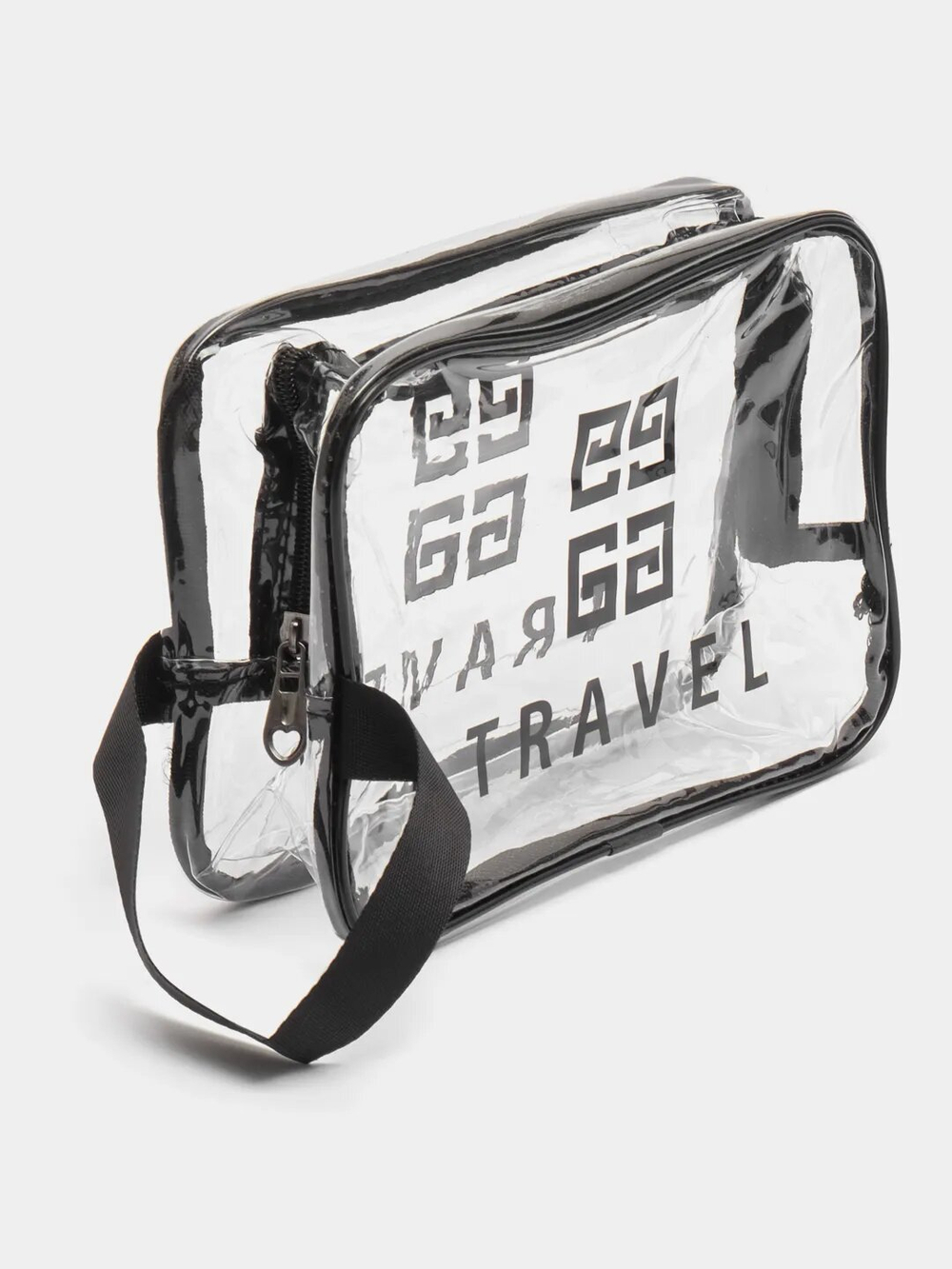 Косметичка водонепроницаемая ПВХ на молнии сумочка с ручкой TRAVEL, прозрачная 25*10*16см