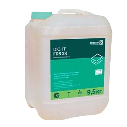 Strasser - DICHT FDS 2K-B - Двухкомпонентный эластичный гидроизоляционный состав на цементной основе (2 - 2,5 мм), жидкая латексная эмульсия, ГЛ, 9,5кг