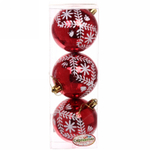 Новогодние шары 7см (набор 3шт) «Хвойные веточки», красный