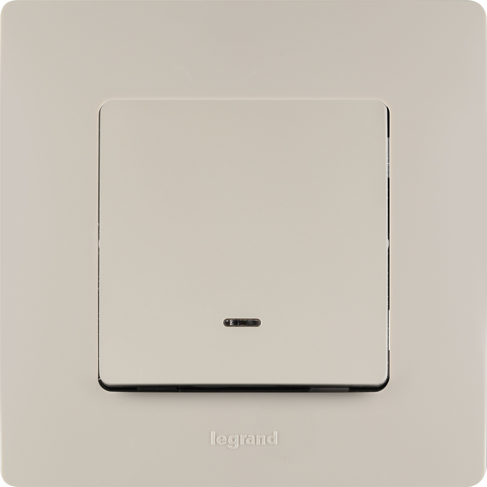 Выключатель 1-клавишный с подсветкой/индикацией 10А 250В слоновая кость ETIKA Legrand