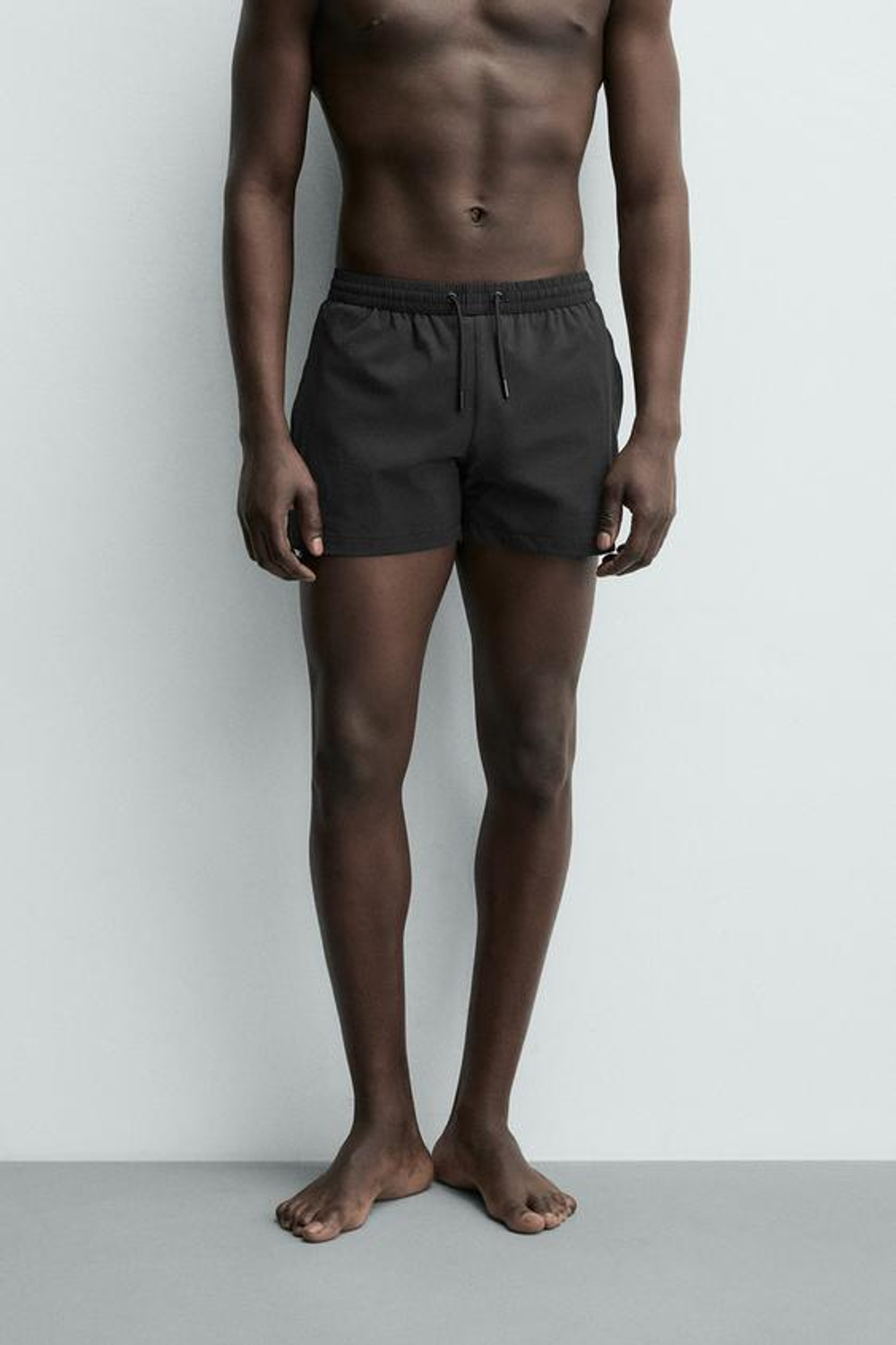 ZARA КОРОТКИЕ ПЛАВКИ ИЗ РЕЛЬЕФНОЙ ТКАНИ, ЧЕРНЫЙ