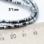 Гематит Рондель 6 граней бусины (имитация), цвет серебристый, размер около 1*3 мм, цена за нить 38 см